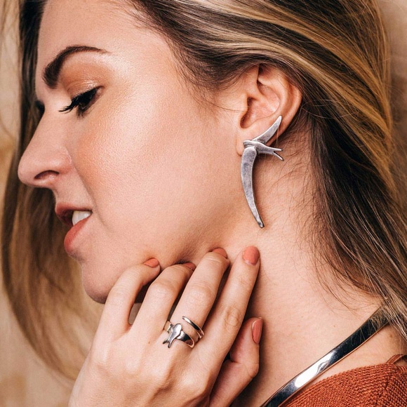 'Fly me to the moon' Swallows Stud Earrings - Picture 8 of 9